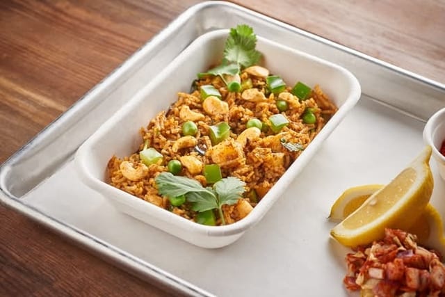 Tawa Pulav w/ Raita.